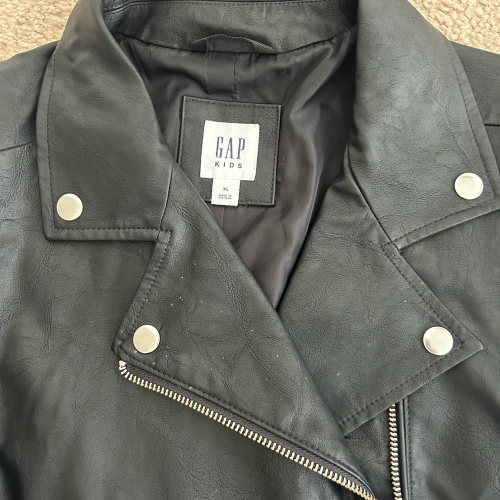GAP Kids Black faux Leather-Style Jacket